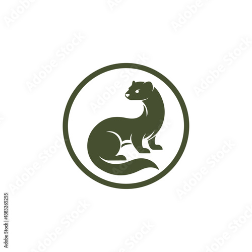 Simple Illustration of a Sitting Weasel.