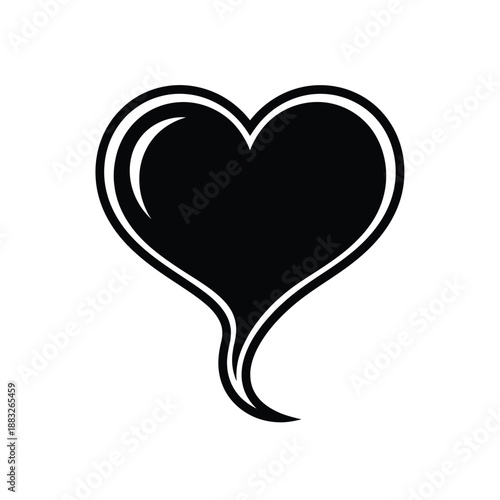 Black heart shape with white outline, a symbol of love and affection.