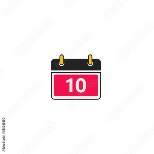 Simple Calendar Icon Showing the Tenth Day.