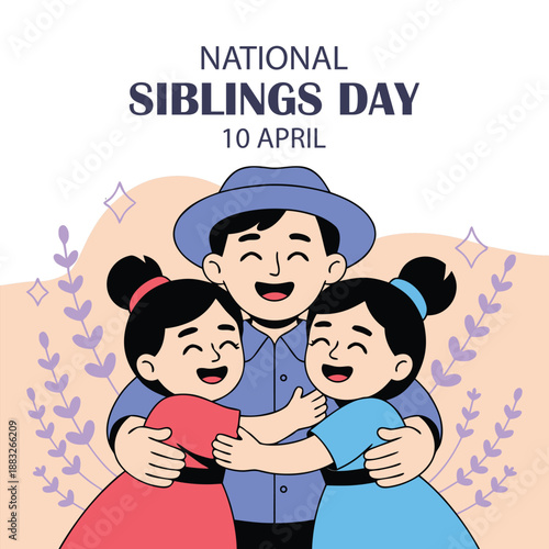 National siblings day banner poster isolated on white background celebrated on april 10.