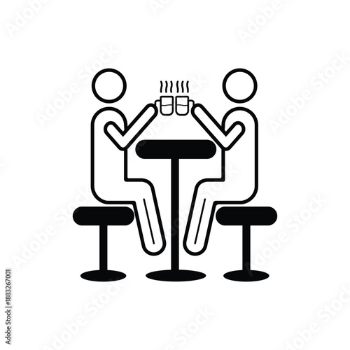 two people at the table icon on white background.