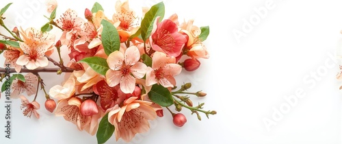 White background spring flowers with clipping path isolation