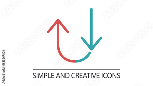 Minimal Up and Down Arrow Icon Design Representing Data Exchange, Upload and Download Concept
