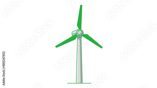 Wind turbine isolated on a white background representing clean and renewable energy