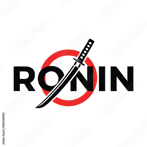 Ronin logo with sword and circle symbol on white background icon