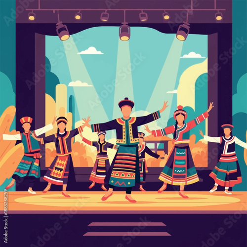 Group of people dancing on stage.