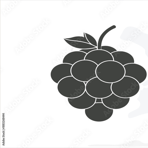 a simple black and white illustration of a cluster of ripe raspberries