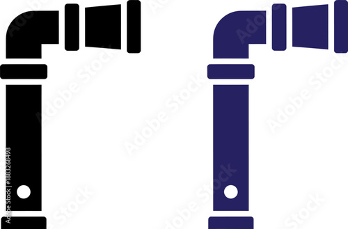 Industrial Pipe Fitting Icon, Plumbing Connector and Periscope Hardware Symbol