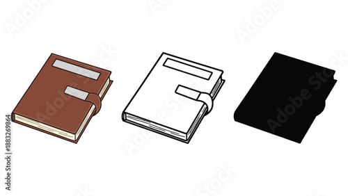 Three notebooks with different colored covers on a plain white background