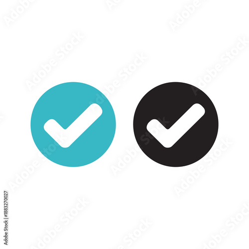 Two checkmarks in teal and black circles symbolizing approval and confirmation