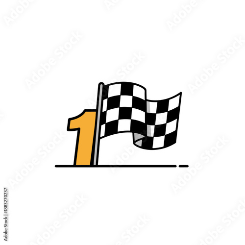 Number one with checkered flag illustration.