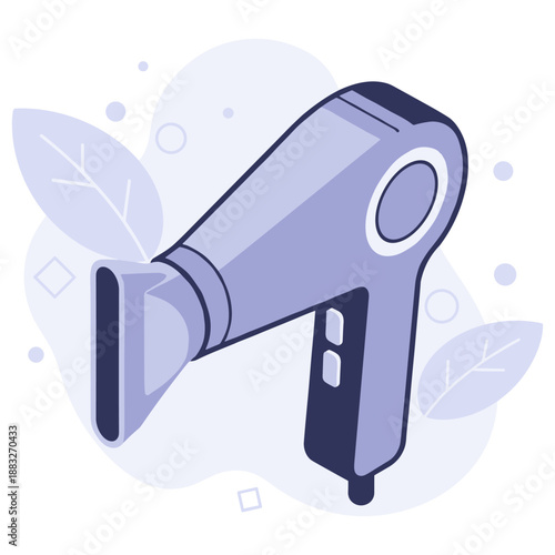 Modern purple hair dryer with leaf accents in minimalist design
