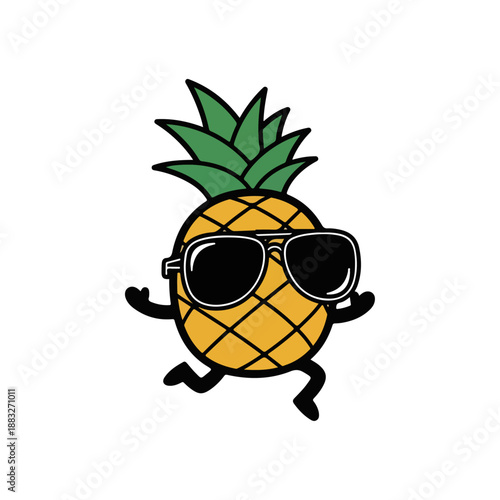 Pineapple Character with Sunglasses.
