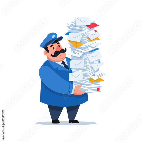 Postman Holding Large Pile of Letters.