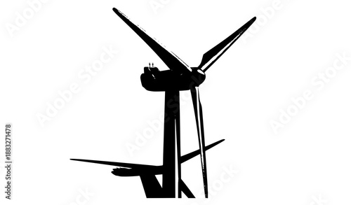 3/4 Angle View Wind Turbine Vector Mockup for Sustainable Energy Illustration