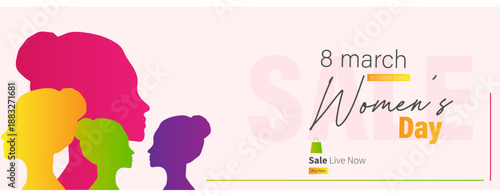 Women’s Day Mega Sale Banner with Elegant Female Illustration