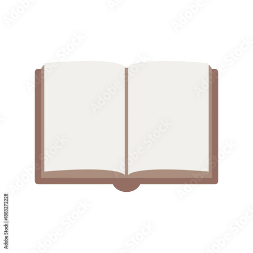 An open book with blank pages, ready for writing or reading. The book has a simple, inviting design, perfect for learning and education