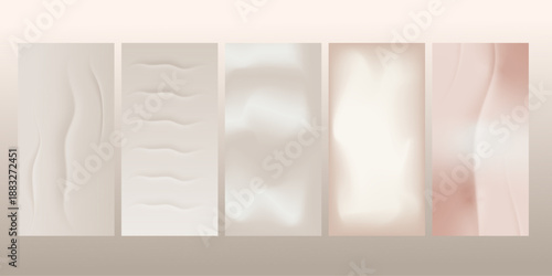 Nude gradient background with waves to create a trendy cover. Beige texture for web design.
