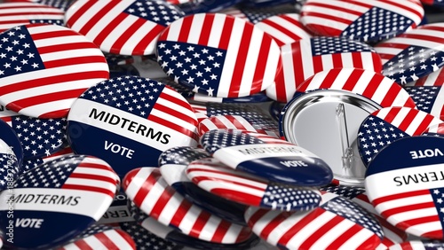 USA midterm elections round badges - web banner - 3D illustration