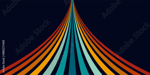 Abstract background of rainbow groovy Wavy Line design in 1970s Hippie Retro style. Vector pattern ready to use for cloth, textile, wrap and other. vector