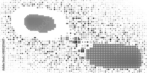 Grunge halftone gradient background. Faded grit noise texture. White and black sand wallpaper. Retro pixelated backdrop. Anime or manga style comic overlay. Vector graphic design textured template