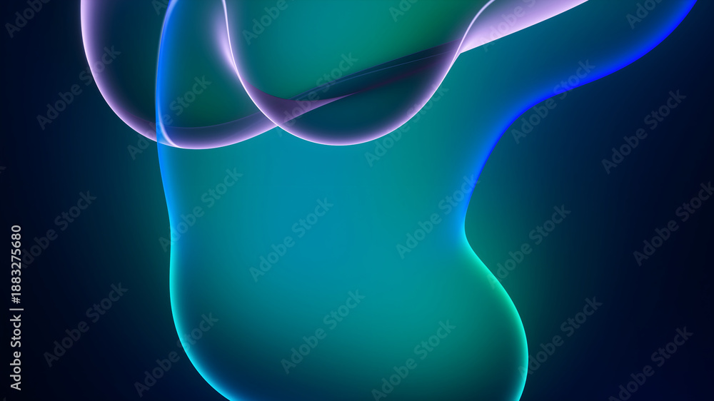 Naklejka premium 3d render of abstract art with surreal rubber band stripes in curved, wavy organic lines forming in process of circular transformation in blue, red yellow, and white colors on a white background