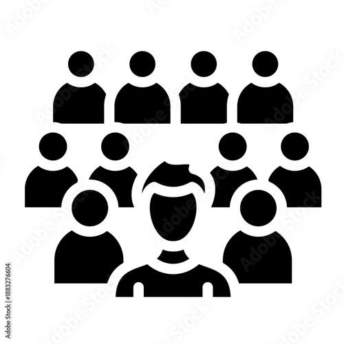Leadership and team management icon with leader at front