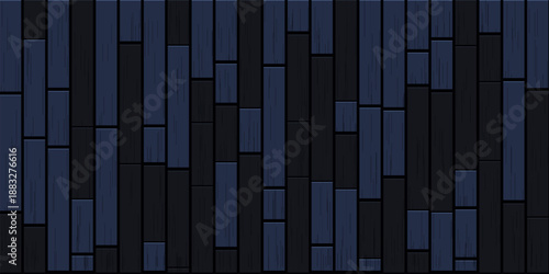 Luxury 3D Push-Pull Staggered Wood Wall in Midnight Sapphire