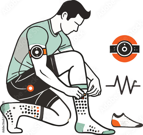 Athlete preparing for workout with smart wearable device