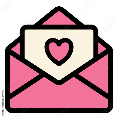 Pink Love Letter Envelope Icon Vector Illustration