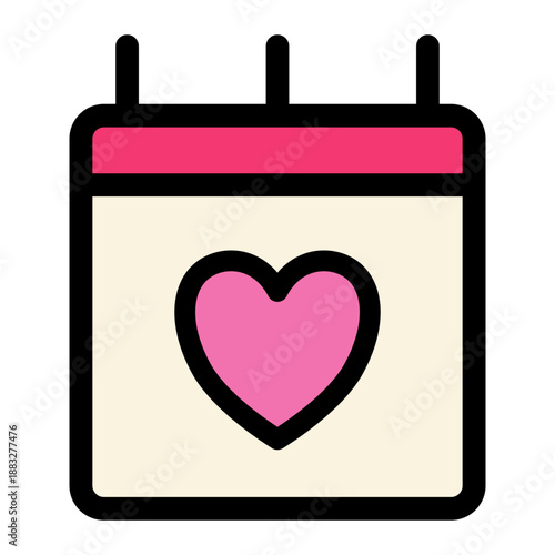 Valentines Day Love Date Calendar Icon Vector Graphic