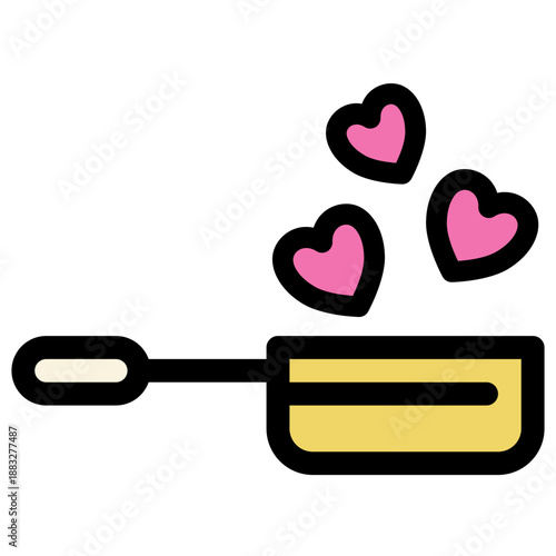 Love Food Cooking Icon Minimal Style Vector Illustration
