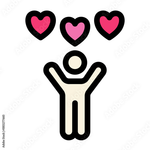 Person Receiving Love and Likes Icon Social Media Engagement