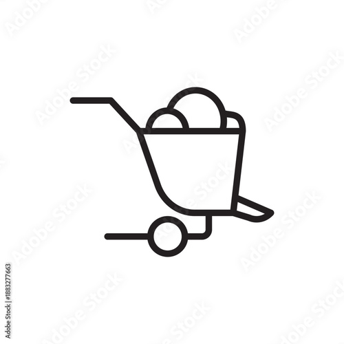 Fertilizer spreader icon. Precision agriculture and soil nutrient management, representing mechanical broadcaster units, industrial ag-tech equipment, and efficient field fertilization technology.