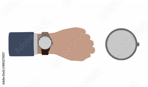 3D business hand with wrist watch and close up watch time management concept vector