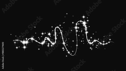 Silver glittering confetti wave and stardust