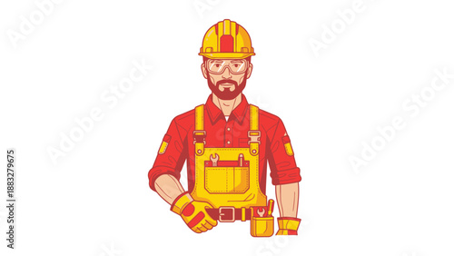 Construction worker in safety gear, ready for building and engineering tasks.