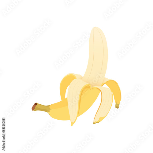 Peeled banana isolated. Tropical fruit
