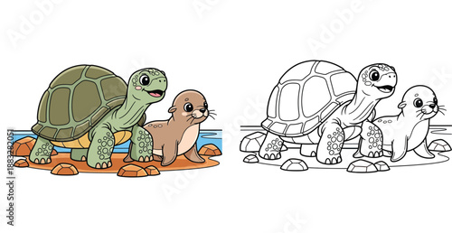 Cute cartoon children and rabbit releasing floating lotus lanterns into river water vector illustration for festival celebration and holiday concept