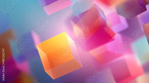 Abstract colorful cubes transparent background