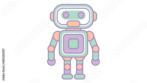 Cute robot illustration with colorful design and friendly appearance for technology concepts.