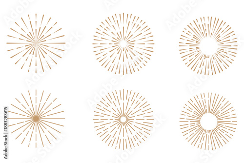 Line fireworks icon. Minimal radial sunburst and starburst symbols in light gray, abstract decorative icons for branding, backgrounds, and graphic design use.