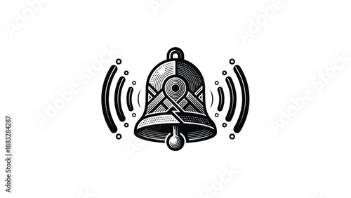 Detailed illustration of a bell with sound waves, perfect for notifications.