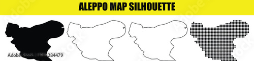Aleppo Syria map silhouette vector set illustration abstract dotted outline blank solid shapes graphic element vector art bundle template