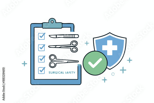 surgical safety checklist and medical shield icon