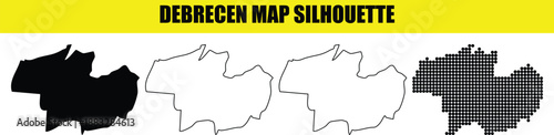 фотографія Debrecen Hungary  map silhouette vector set illustration abstract dotted outline