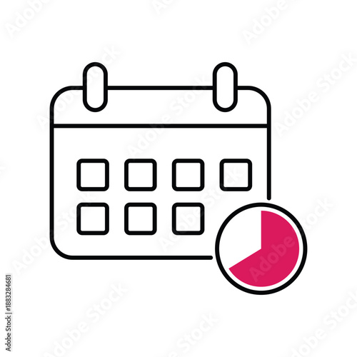 A calendar icon with a pie chart representing scheduling and statistics
