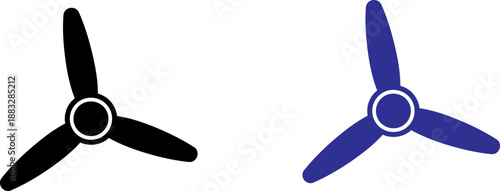 Wind turbine blades, black and blue propellers, renewable energy, sustainable technology