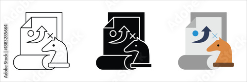 Strategic Business Planning and Goal Achievement Vector Icon Set Illustrating Success, Development, and Forward Progress Concepts