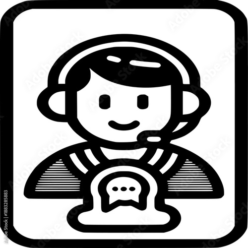 Customer Support Chat Icon: An illustrated customer service representative icon, the image reflects accessibility and support.